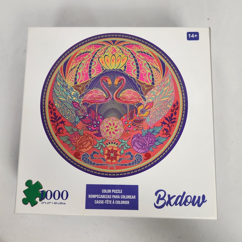 New in Box Bxdow 1000 Piece Jigsaw Color‎ Puzzle Flamingo Flowers 27"x27"